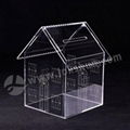 Clear House Shaped Acrylic Donation Box With Lock 1