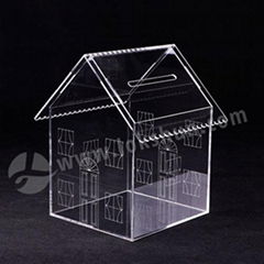 Clear House Shaped Acrylic Donation Box With Lock