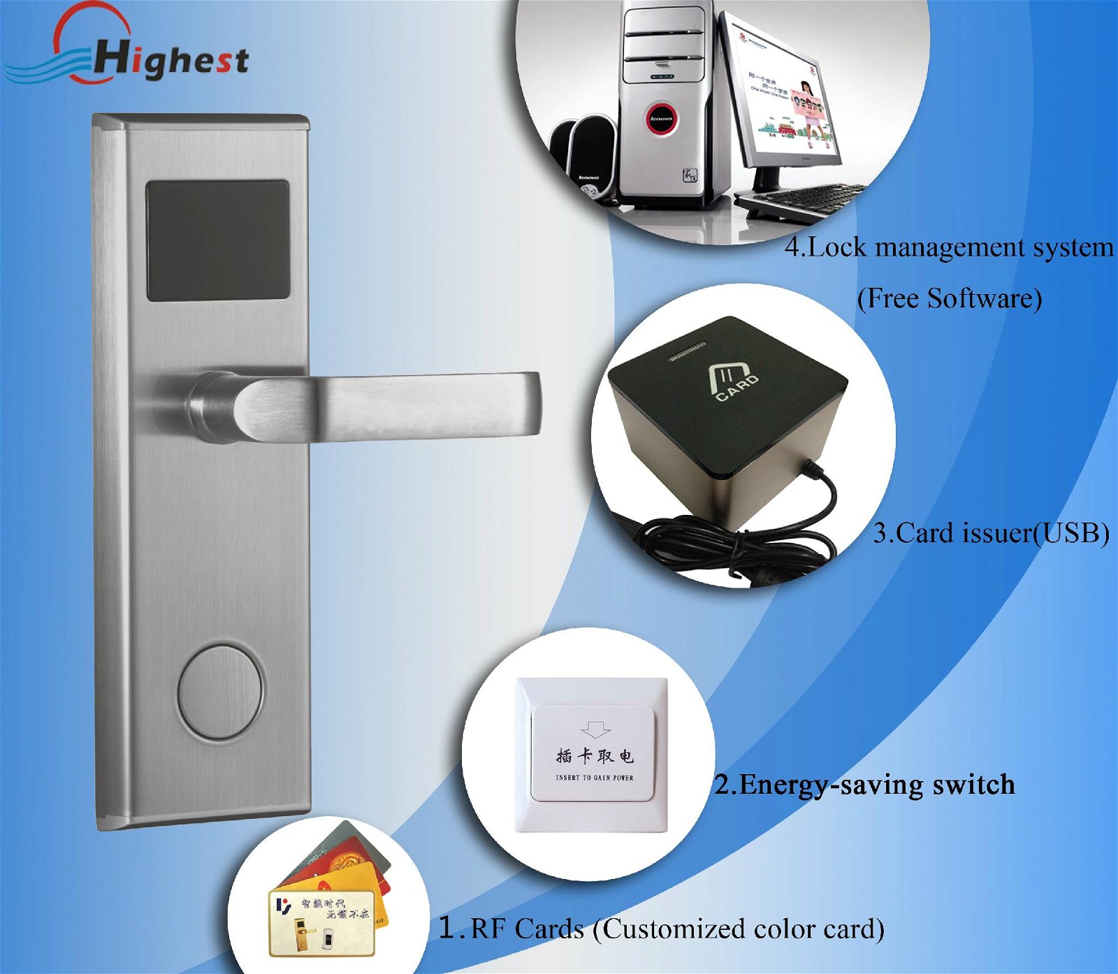 2015 New stainless steel High Quality Electronic RFID card hotel door lock 2