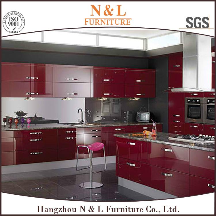 Home Furniture Red Lacquer Kitchen Cabinet 2