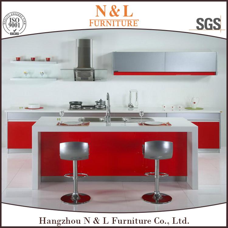 Home Furniture Red Lacquer Kitchen Cabinet 4