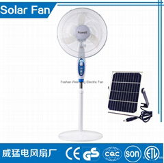 12V Solar ac/dc fan Rechargeable  Stand Fan with LED light