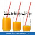 350ml glass bottle with straw
