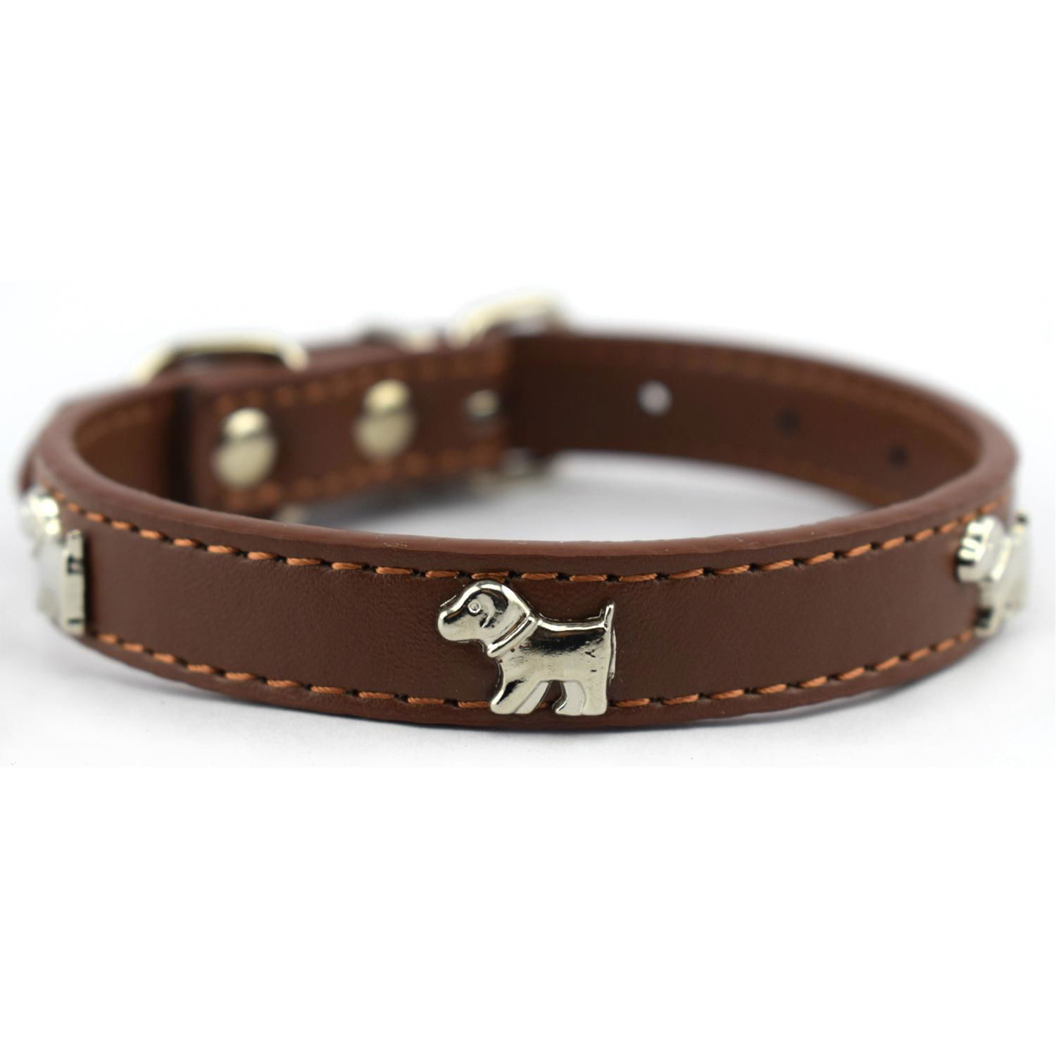 PU dog collars with dog tag accessories 