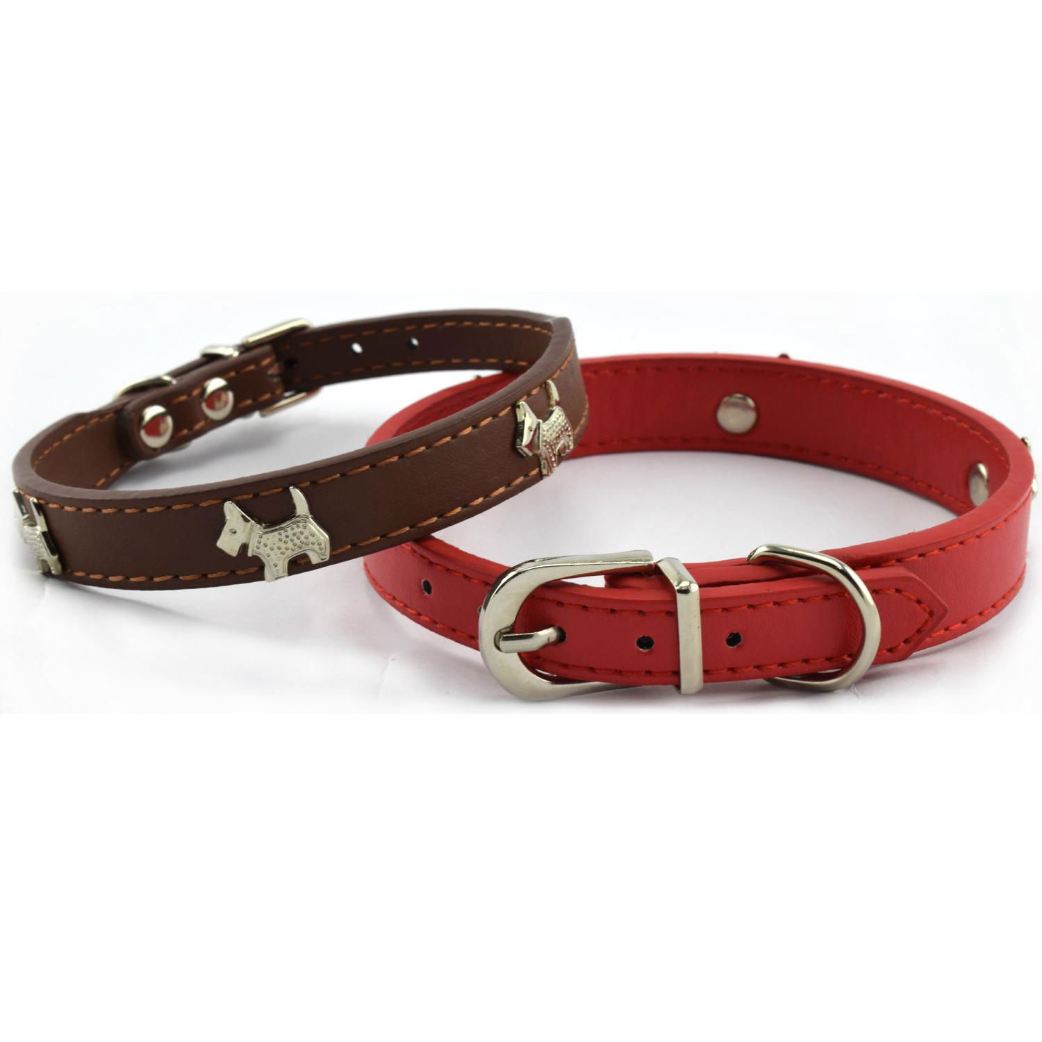PU dog collars with dog tag accessories  2