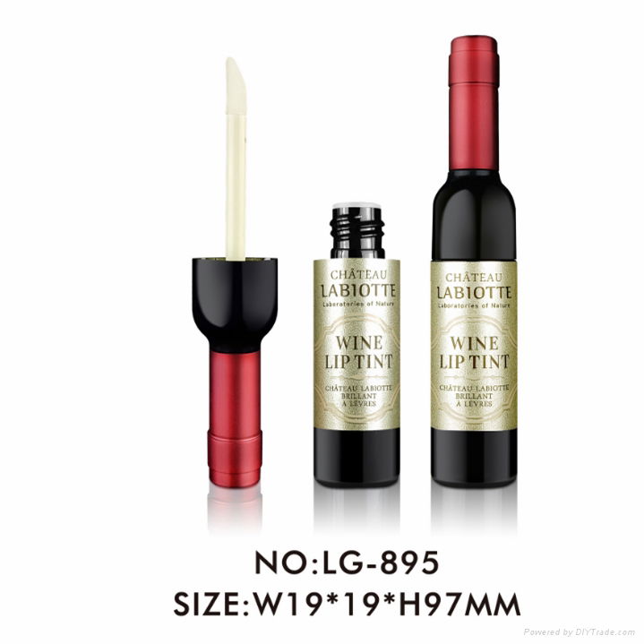 Wine shape private label empty plastic custom lip gloss tube