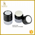 Plastic round with mirror make up loose powder jar empty case