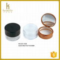 Plastic round with mirror make up loose powder jar empty case 5