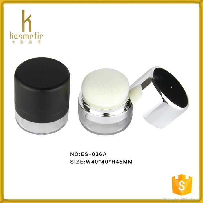 Plastic round with mirror make up loose powder jar empty case 2