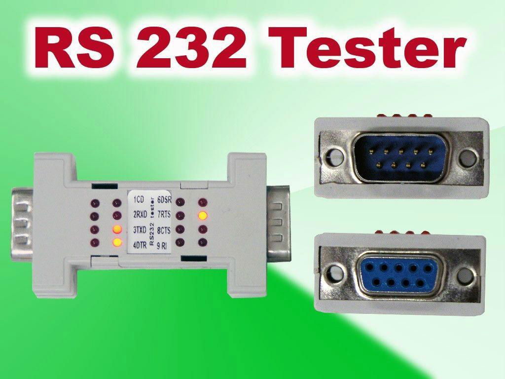 Test Serial Port Cable RS232 RS 232 Loopback Loop Back Plug Tester LED Adaptor