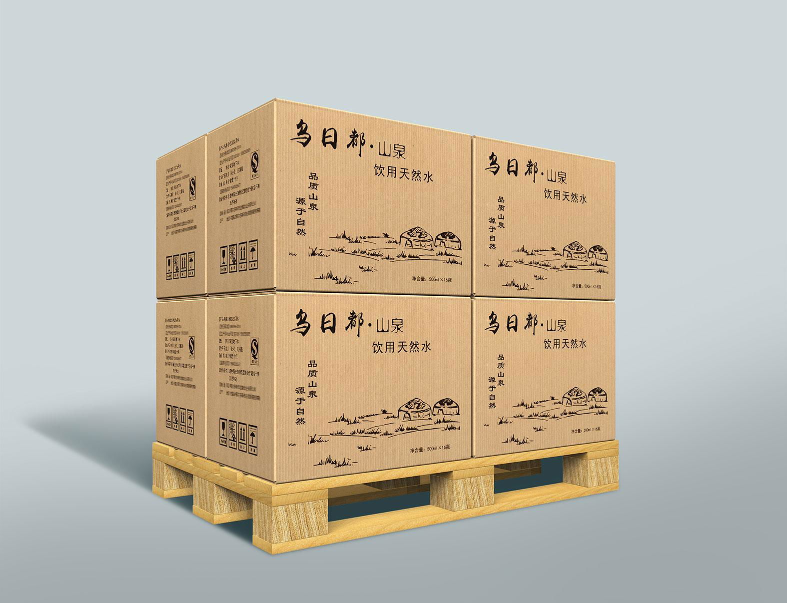 乌日都山泉矿泉水箱水牛皮纸箱 1