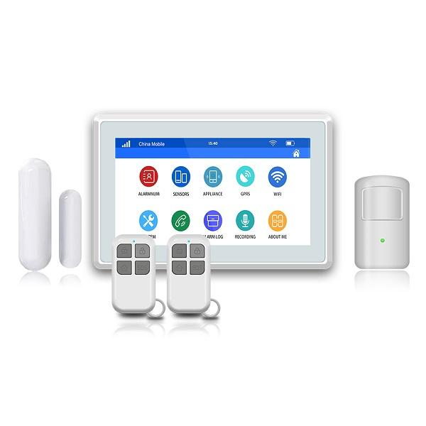 tft full touch screen wireless wifi gsm 3g 4g tuya home alarm system