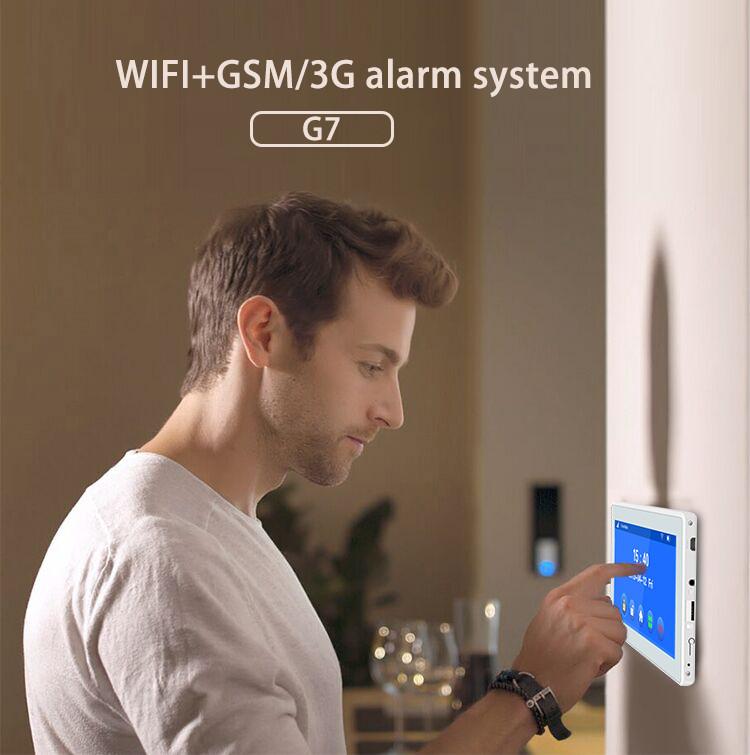 tft full touch screen wireless wifi gsm 3g 4g tuya home alarm system 4