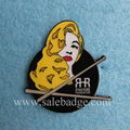 Custom Black Enamel badge With Fashion Lady 1