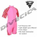 Shorty Front Zipper Pinky Swimwear Sport Wear Girl Rash Guard 1