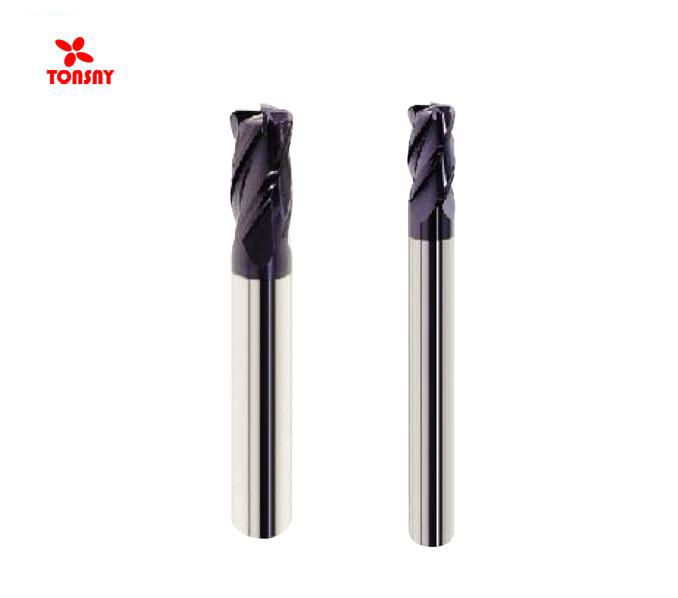 HRC65 4flutes Taiwan Solid Carbide Long Shank Corner Radius End Milll for Steel