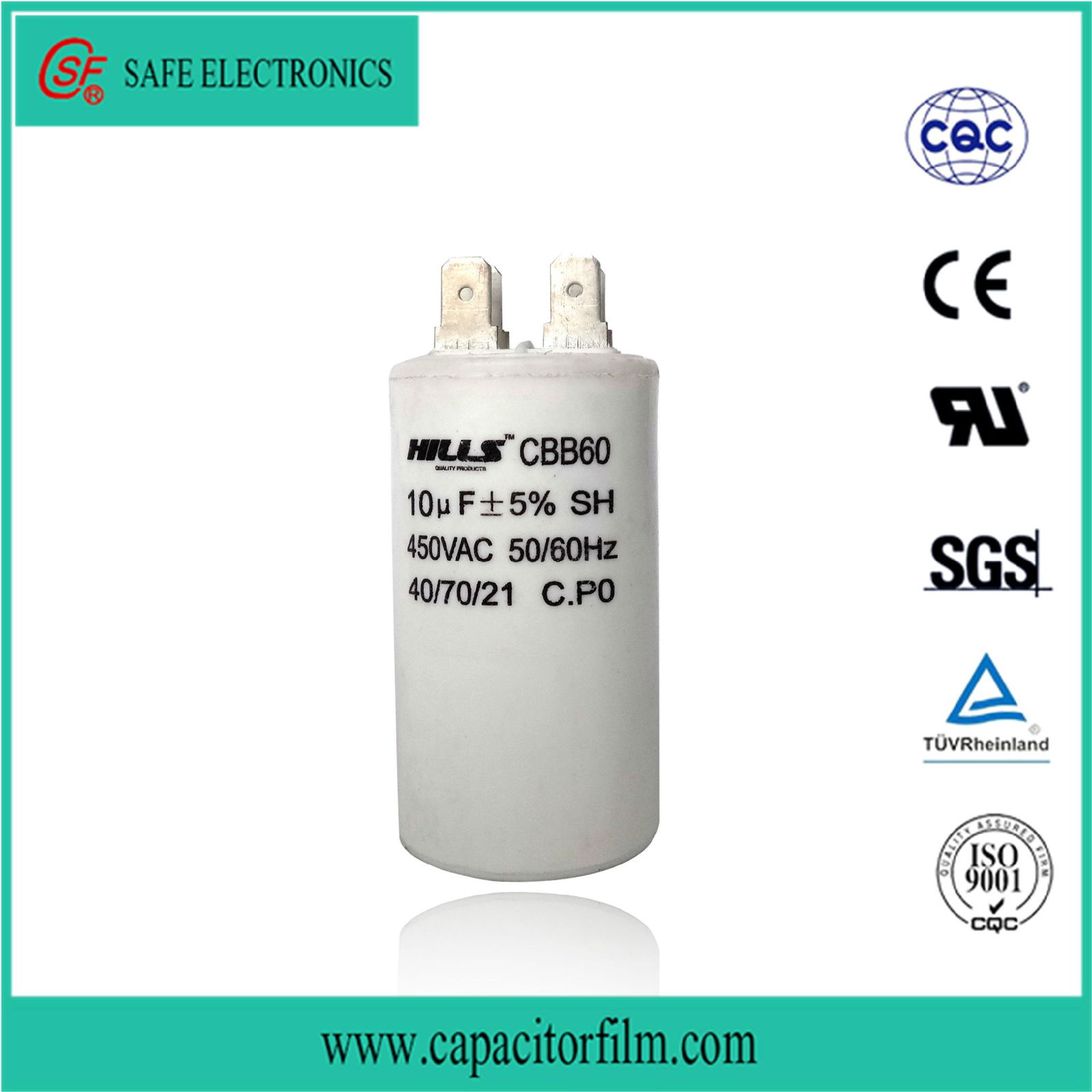 High insolation resistance motor cbb60 capacitor with ISO9001 ROHS 4