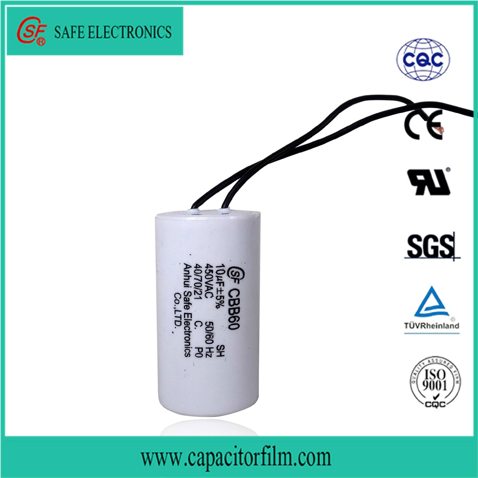 High insolation resistance motor cbb60 capacitor with ISO9001 ROHS 5