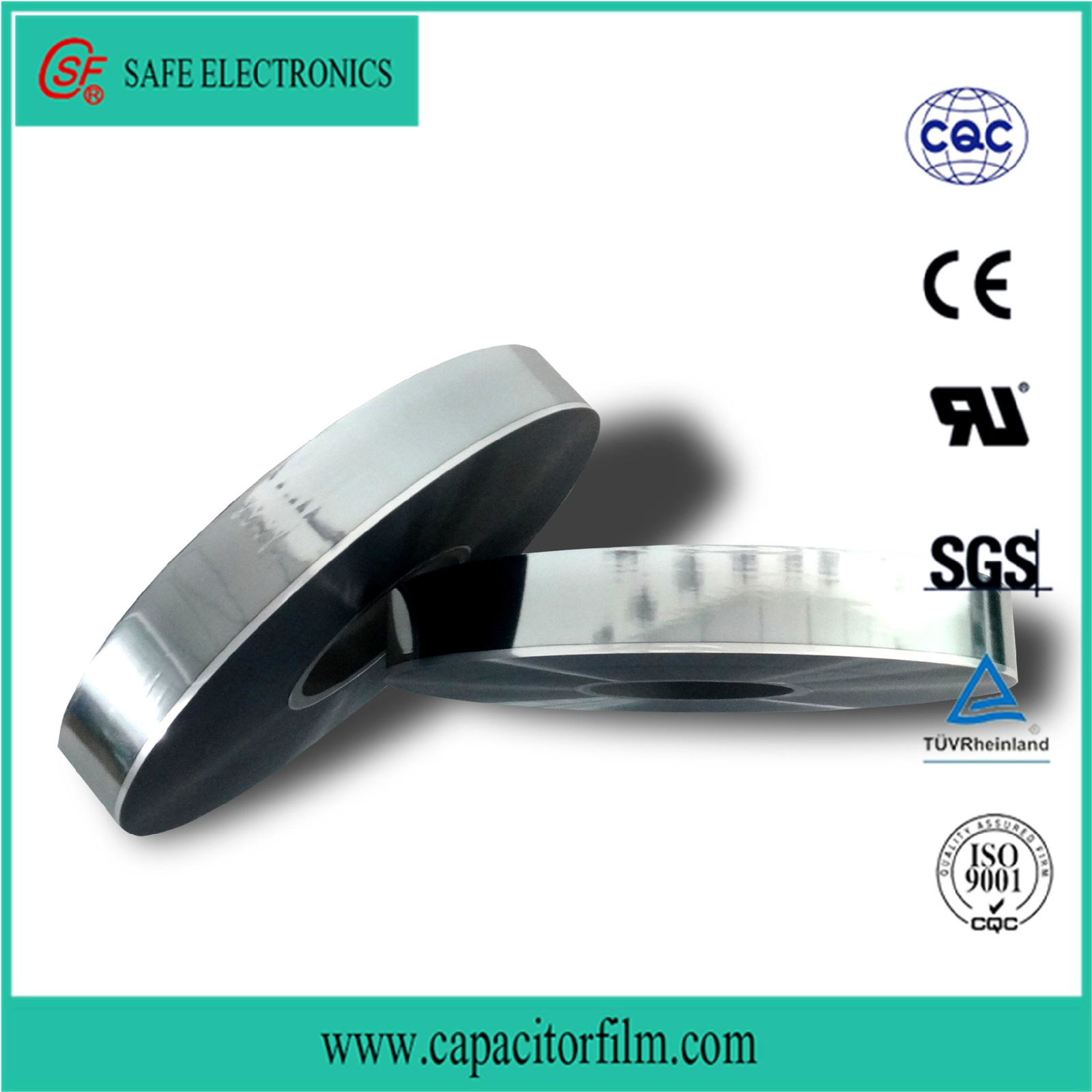 Double-sided and central margin metallized PET film for capacitor used 5