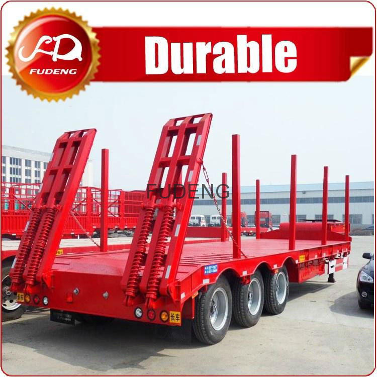 Cheap price heavy duty gooseneck 60tons payload dropdeck semi truck 3 axles low  3