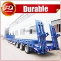 Cheap price gooseneck 60tons payload semi truck 3 axles low bed trailer 4