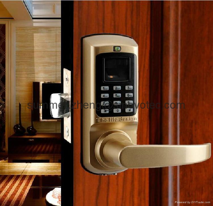 Access control system alarm passcode fingerprint reader entry door handel locks  5