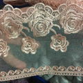 New Design 12cm Width Stock Rose Embroidery Mesh Lace For Garments & Home Textil 4