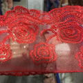 New Design 12cm Width Stock Rose Embroidery Mesh Lace For Garments & Home Textil 5