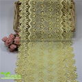 Direct Sale 17cm Width Stock Flower Embroidery Water Soluable Curtain Lace 4