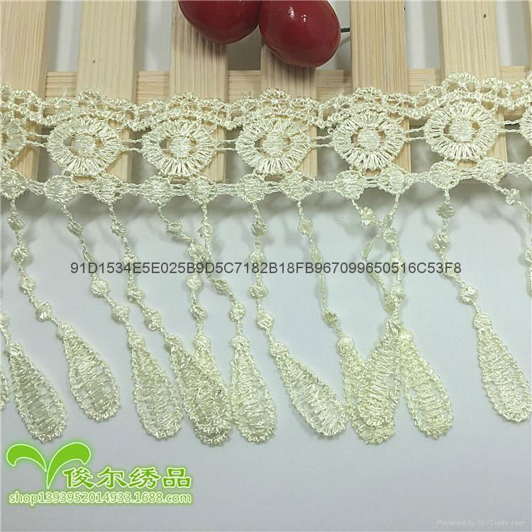 Factory Sale12cm Width Stock Tassel Embroidery Lace For Garments  Home Textile 3
