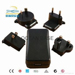 5V 2A interchangeable wall mount AC/DC adapter