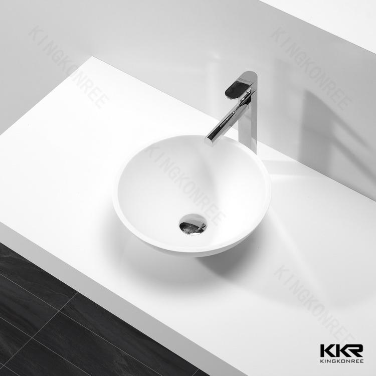 Pure White Cheap Solid Surface Countertop Wash Basin Kkr Wash