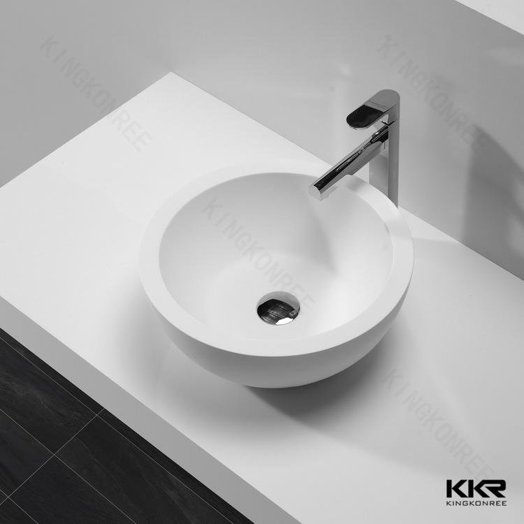 Pure White Cheap Solid Surface Countertop Wash Basin Kkr Wash