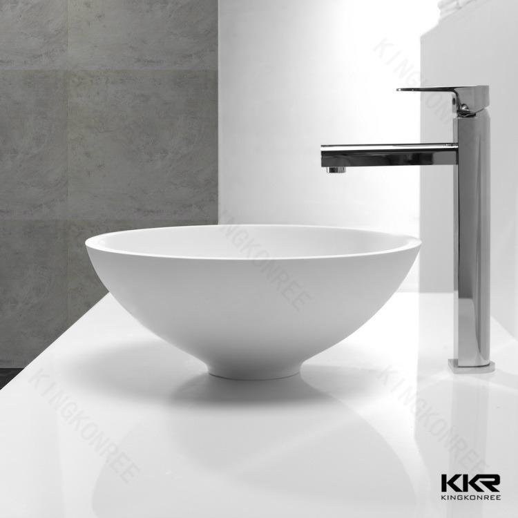 Pure white cheap solid surface countertop wash basin 3