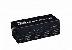 HDMI Switcher 3x1(support 4Kx2K,MHL function,5.1/2.1 audio channel)