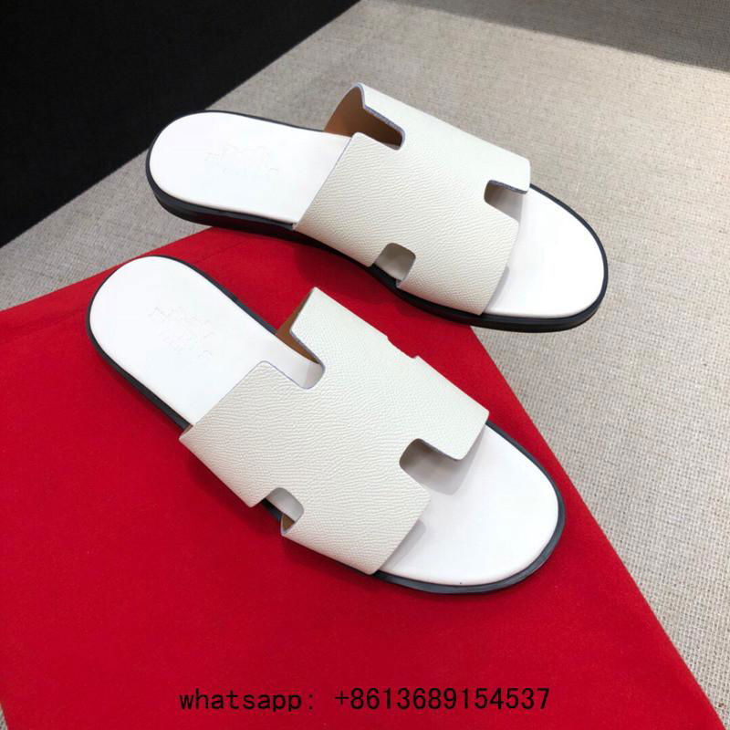        slides        slippers        oran sandal black leather H slides sandals 2