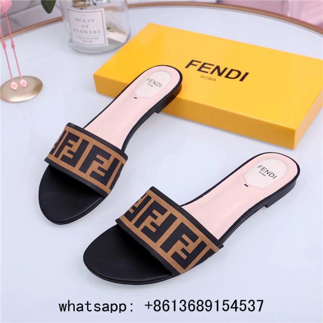 fendi pearland ff leather slide sandal