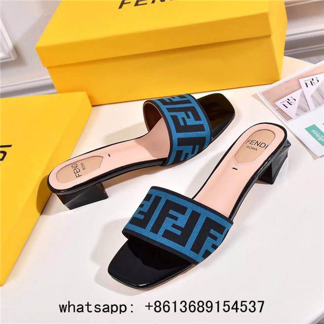 fendi pearland ff leather slide sandal