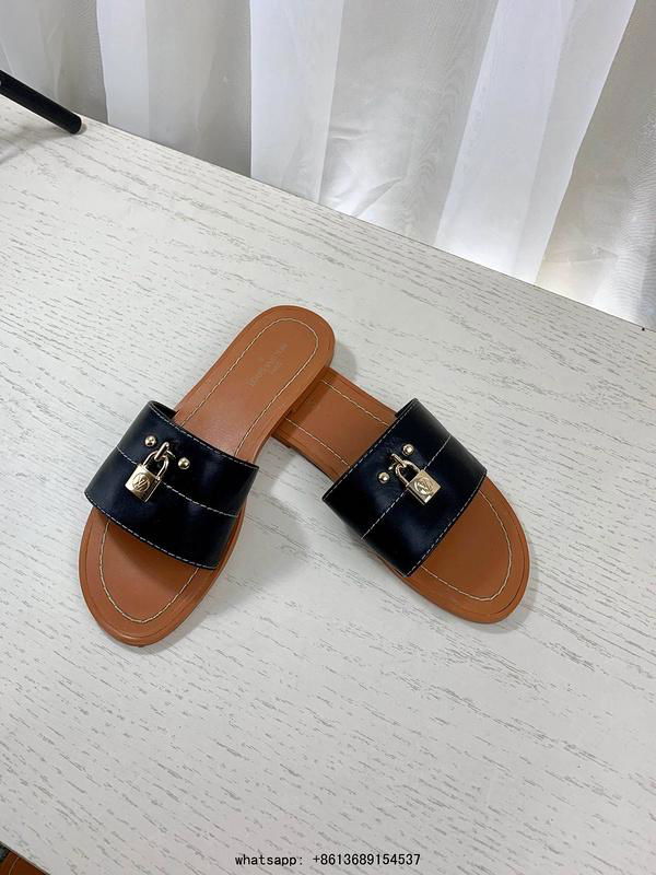 lv lock slides 2019 lock it flat mule lv horizon sandal flip flops lv padlock - bom dia - lv ...