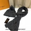     at and scarf set grey     etit damier scarf and hat samier graphic     en's 13