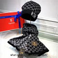     at and scarf set grey     etit damier scarf and hat samier graphic     en's 18