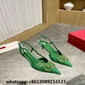 vlogo glow laminated nappa slingback pump,V logo patent leather slingback heels 14