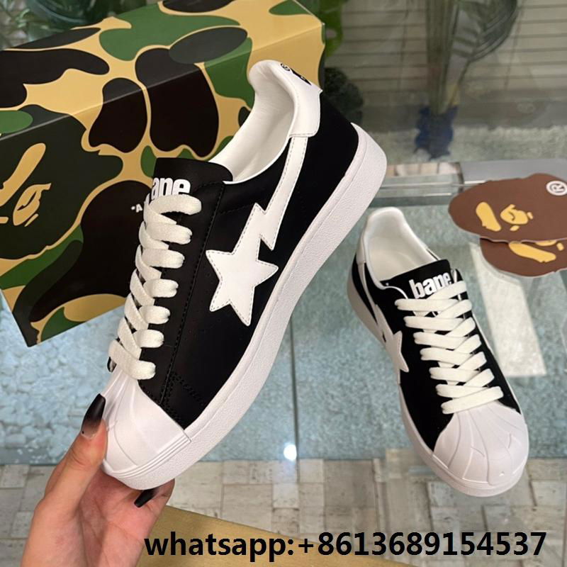 bape shoes black      bape shoes A bathing Ape leather sneakers  4