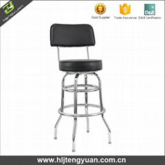 T305B High Back PVC Seat Rotate Chrome Metal Bar Counter Stool