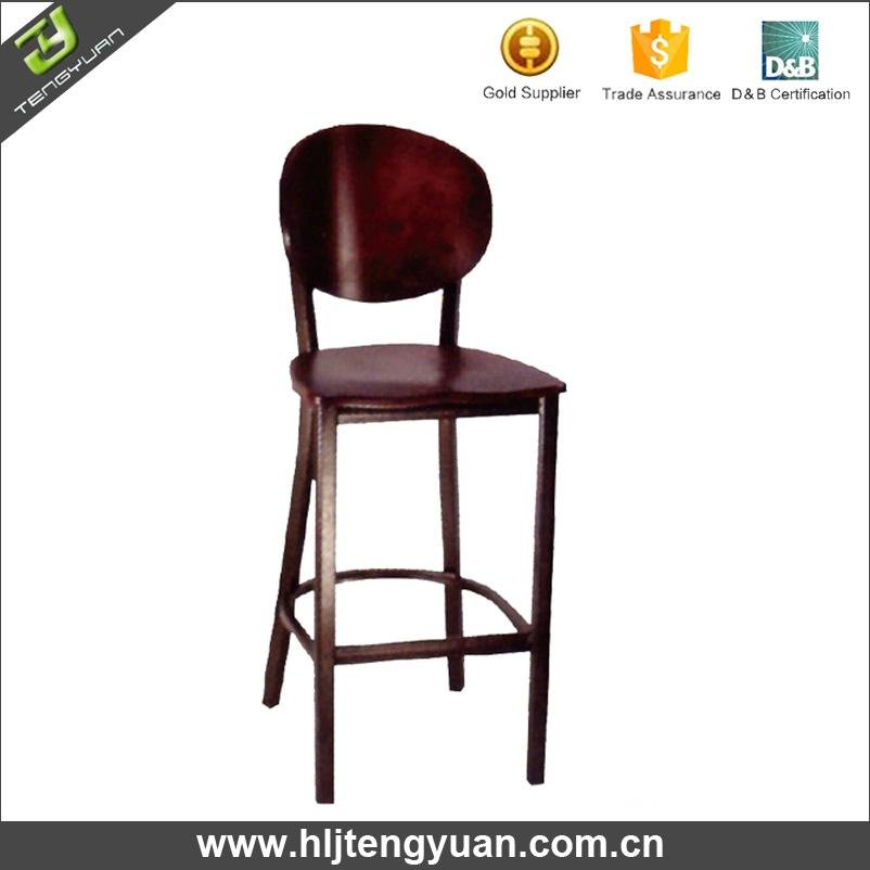 T185B Durable Metal Gang Chair/wooden saddle/copper vein legs 