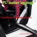 plus size good stretch sexy lady black pu leggings tights wholesale