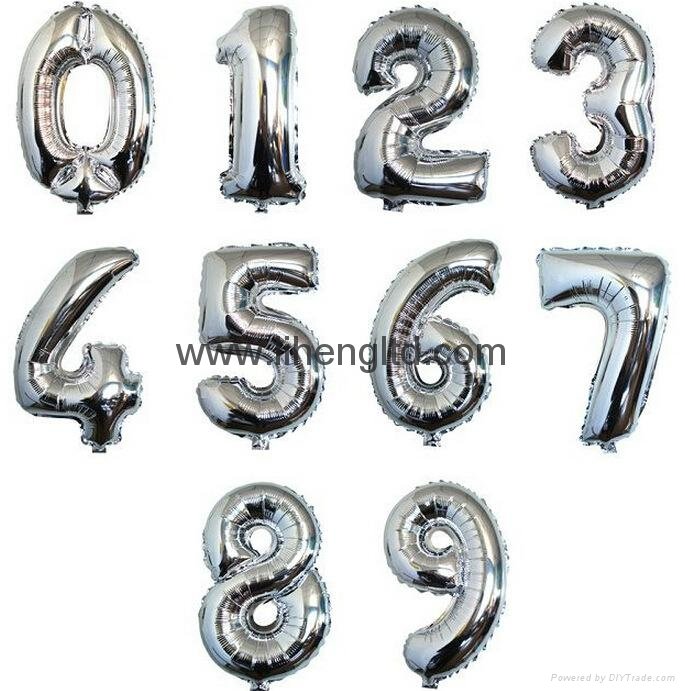Foil balloon Party Decoration number 0-9 silver color