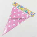 Pink Blue Dot Pennant Bunting Flags Banners Birthday Decoration