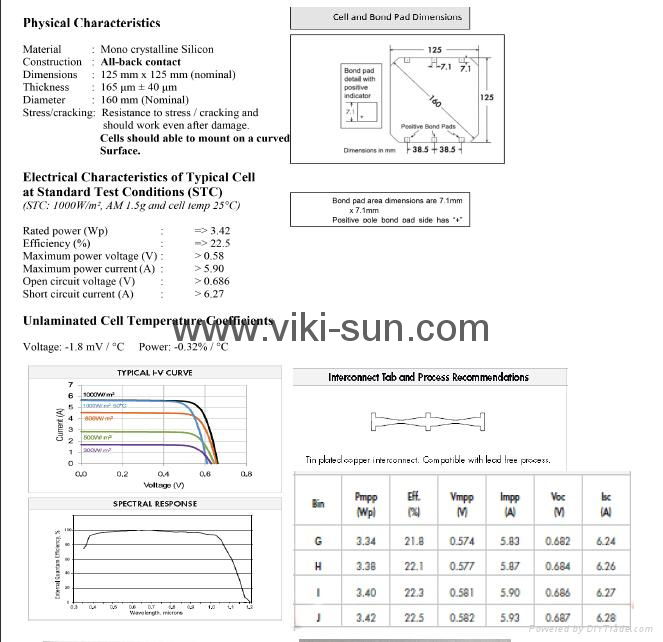 Sunpower 125mmx125mm monocrystalline solar cells with A grade&cheap price 3