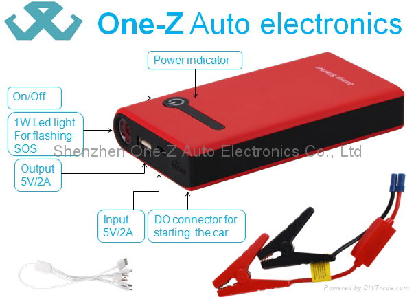 High quality piesel and petrol 12V multi function portable compact car jump star 2